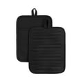 thumbnail image 1 of KITCHENAID Ribbed Soft Silicone Pot Holder 2-Pack Set, Matte Black, 7"x9", 1 of 5