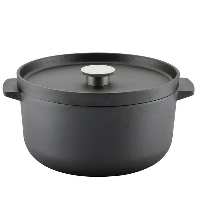KitchenAid Seasoned Cast Iron Dutch Oven/Casserole, 6 Quart, Cast Iron Black