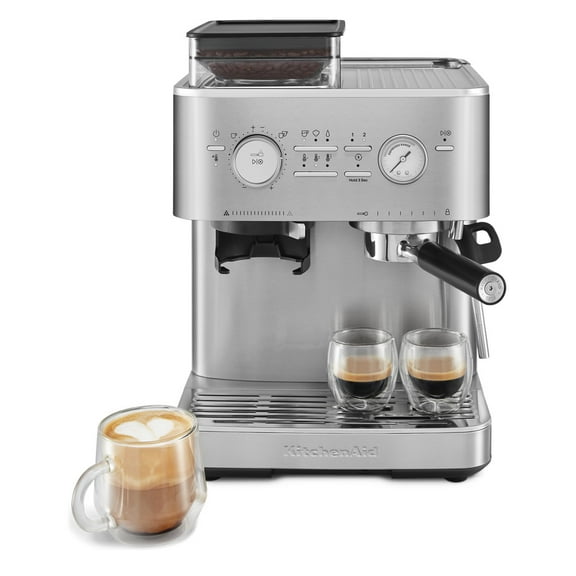 KitchenAid Semi-Automatic Espresso Machine with Burr Grinder | Brushed Stainless Steel