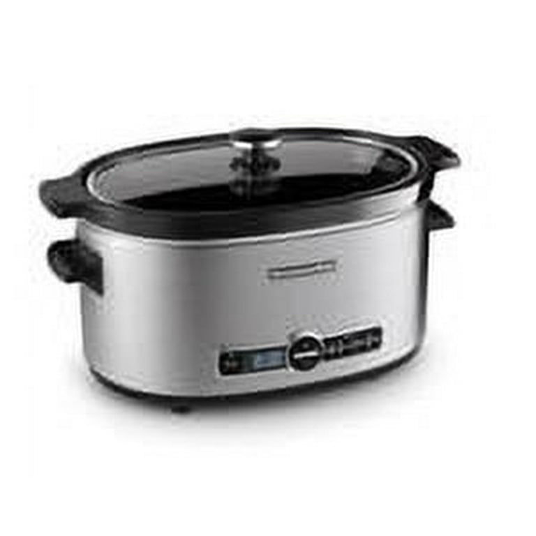 6 Qt. Stainless Steel Slow Cooker with Glass Lid and Built-In Timer 6 Qt. Stainless Steel Slow Cooker with Glass Lid and Built-In Timer