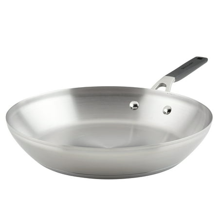 KitchenAid Stainless Steel 12 Inch Induction Frying Pan Metal Utensil and Dishwasher Safe, Brushed Stainless Steel