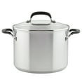 thumbnail image 1 of KitchenAid Stainless Steel 8 Quart Induction Stockpot with Measuring Marks and Lid Metal Utensil and Dishwasher Safe, Brushed Stainless Steel, 1 of 11