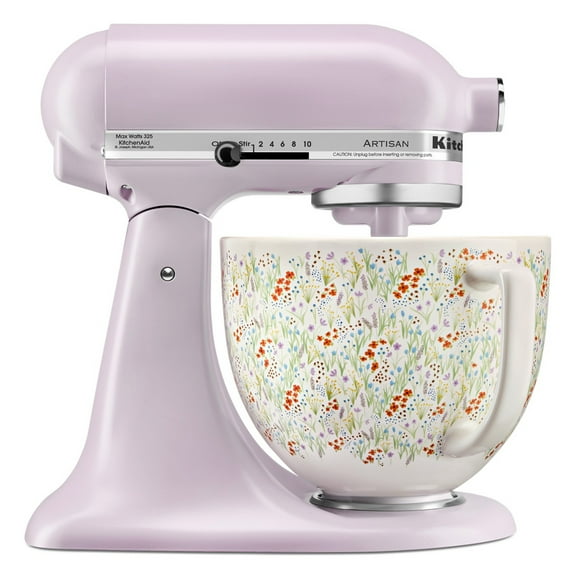 KitchenAid Artisan Series 5-Quart Tilt-Head Stand Mixer, Wildflower with Ceramic Bowl, Flat Beater, Dough Hook, Whip