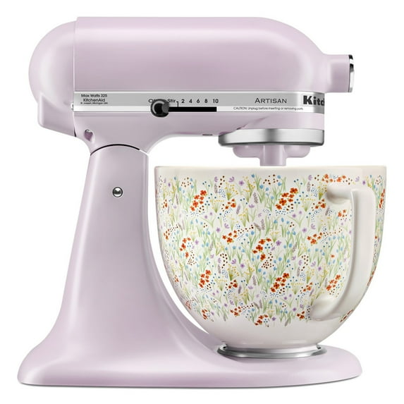 KitchenAid Artisan Series 5-Quart Tilt-Head Stand Mixer, Wildflower with Ceramic Bowl, Flat Beater, Dough Hook, Whip