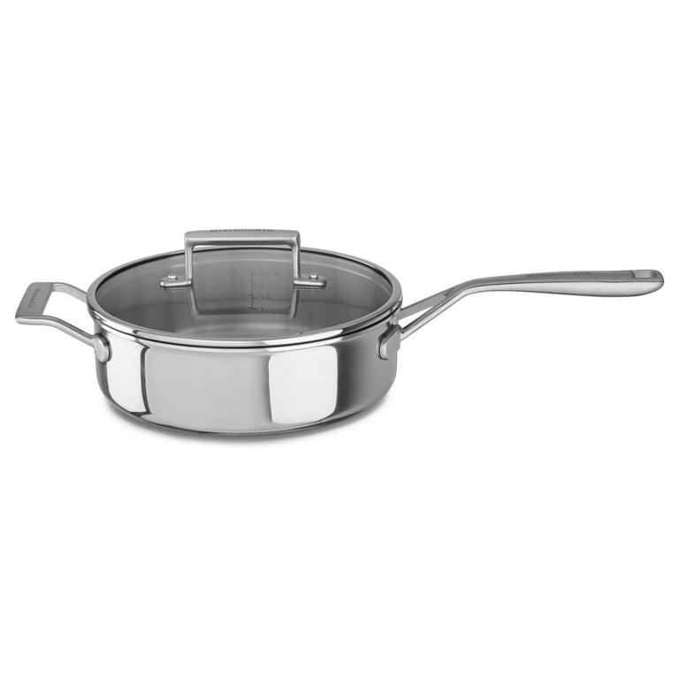 KitchenAid Stainless Steel Induction Saucepan with Pour Spouts, 1-Quart,  Brushed Stainless Steel