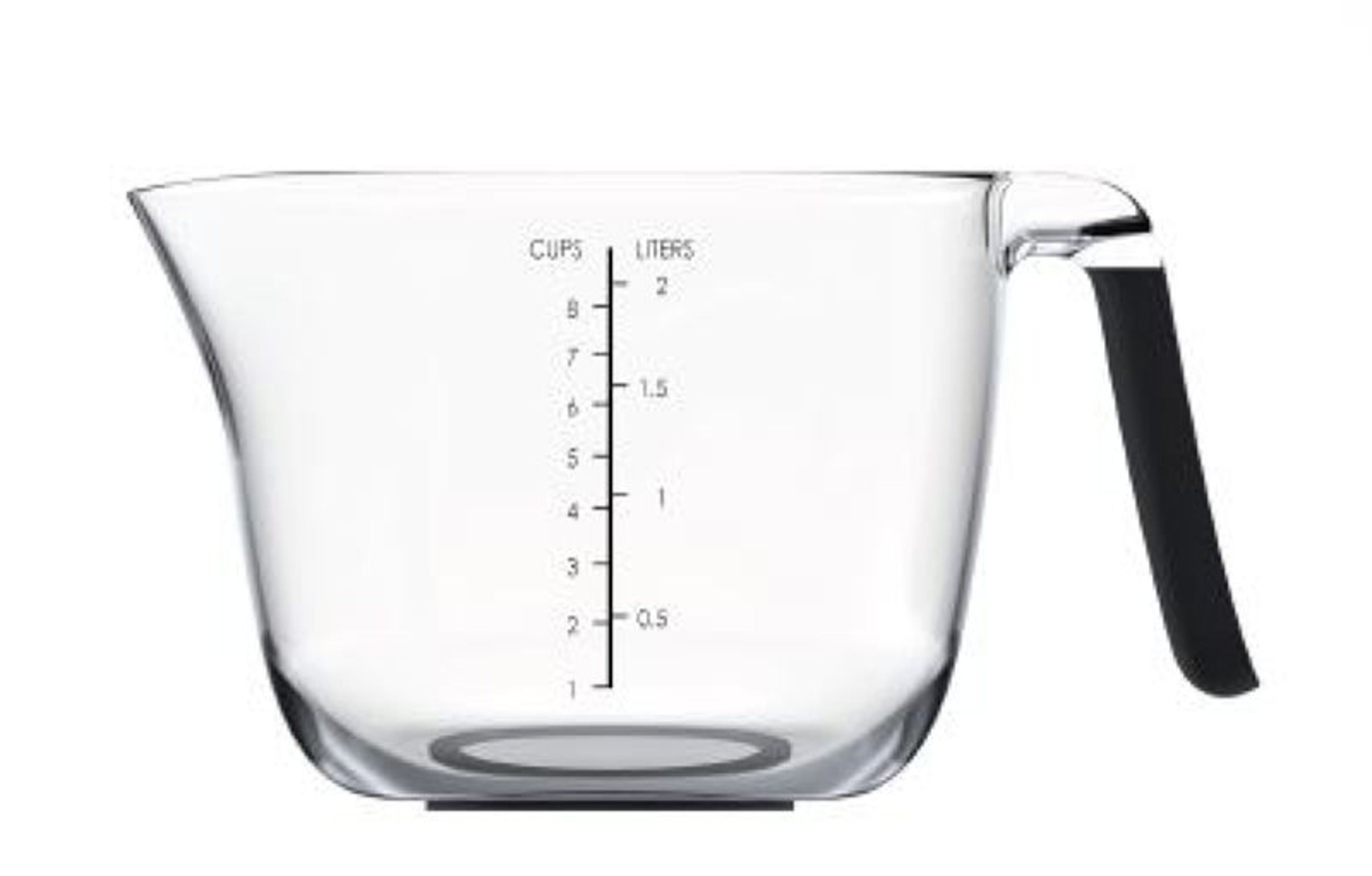 KitchenAid Universal 8 Cup Clear Plastic Batter Mixing Bowl Black Handle