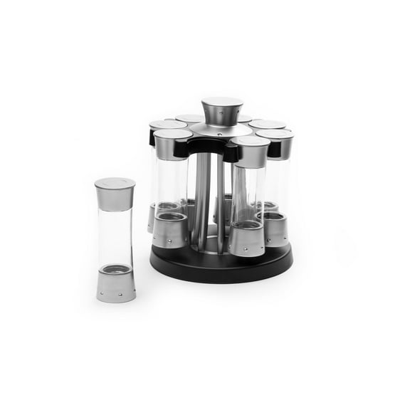 KitchenArt Elite Auto-Measure Spice Carousel Professional Series, 8 Spice Jars, Silver