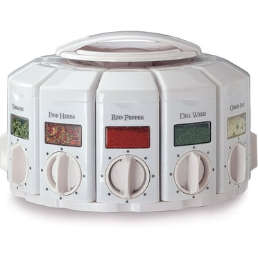 KitchenArt Select-A-Spice Auto-Measure Carousel Professional Series, White, 9.5" x 9.5" x 6.75"