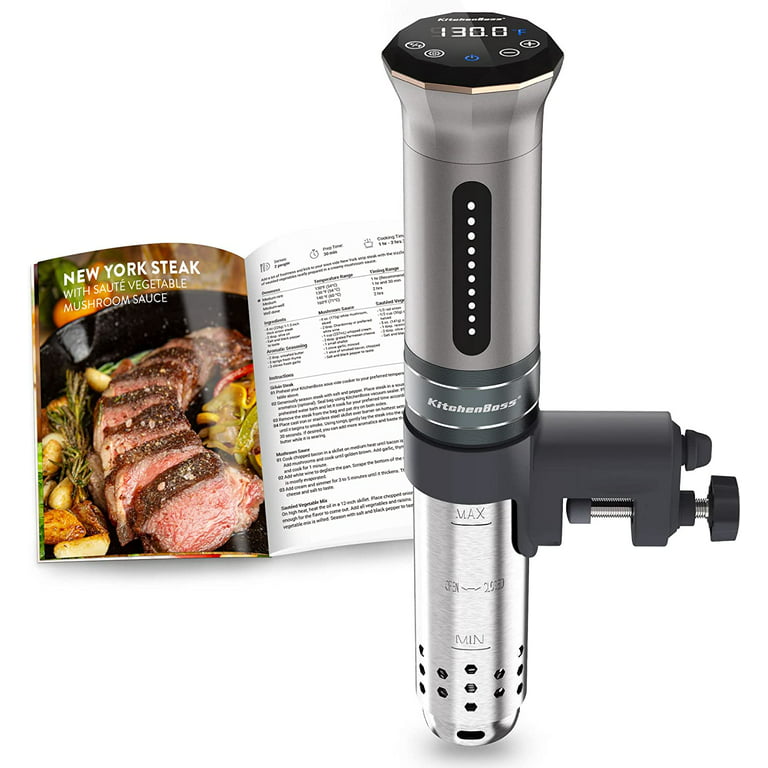 Kitchen Gizmo Sous Vide Immersion Cooker - Cook with Precision, 800 Watt  Grey Circulator Stick with Touchscreen Control Panel and Safety Feature 