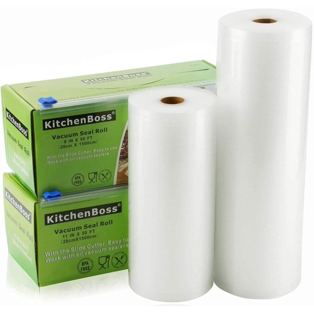 KitchenBoss Vacuum Sealer Rolls Bag, 2 Pack 8"x50' and 11"x50' Food
