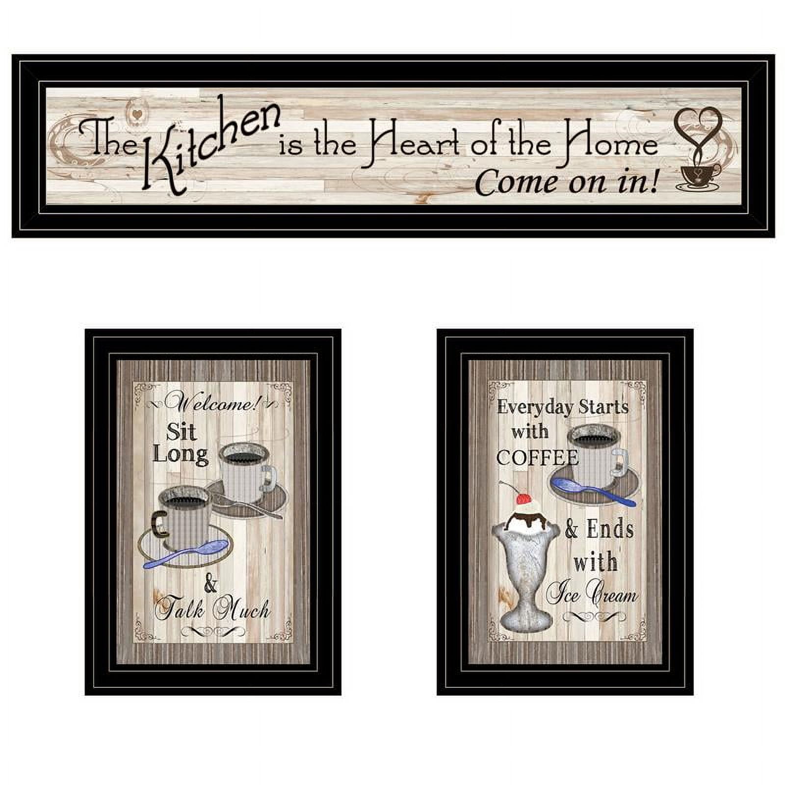 Multi-Color Wood Motivational Kitchen Quote Canvas Wall Art Set
