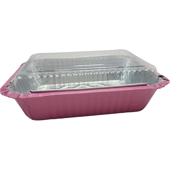 KitchenDance 1.5 lb. Colored Foil Takeout Containers With Lids - Heavy Gauge Aluminum Containers - Casserole Dish Disposable Pans for Cooking, Freezing, Food Prep, Storage - 7650 (Pink, 500)