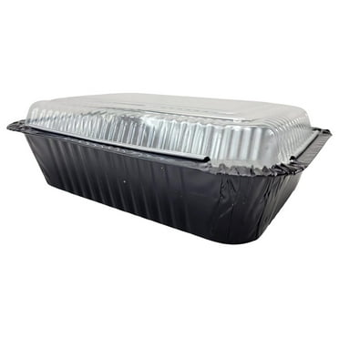 KitchenDance 1.5 lb. Colored Takeout Containers With Lids - Heavy Gauge Aluminum Containers - Casserole Dish Disposable Pans for Cooking, Freezing, Food Prep, Storage - 7650 (Black, 50)