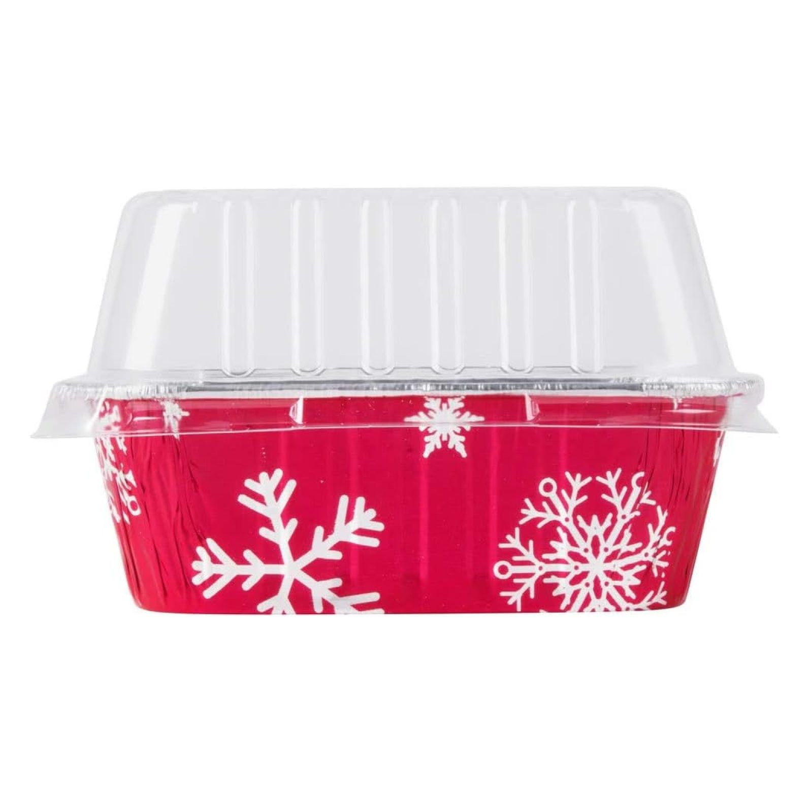 KitchenDance 1 Lb Mini Loaf Pan with Clear Snap on Lid, 15 Ounces, Red & Silver, Aluminum Pans
