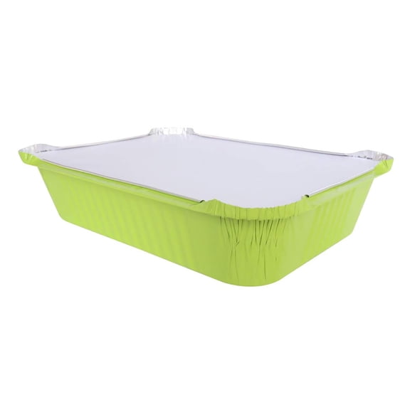 KitchenDance 3.75 Pounds Colored Aluminum Pans with Board Lids - Aluminum Casserole Pans with Lids, Heavy Duty Foil Pans, to Go Aluminum Pans with Lids for Cooking, Freezing & Storage - 3227L