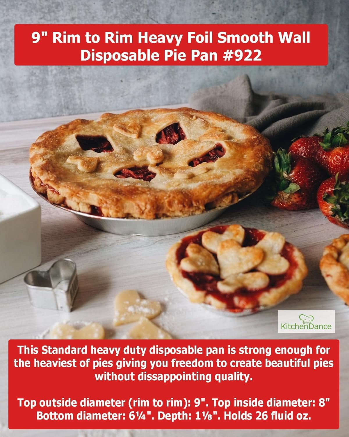 KitchenDance 9 Inch Pie Tins Premium Disposable Pie Pans Made from 50