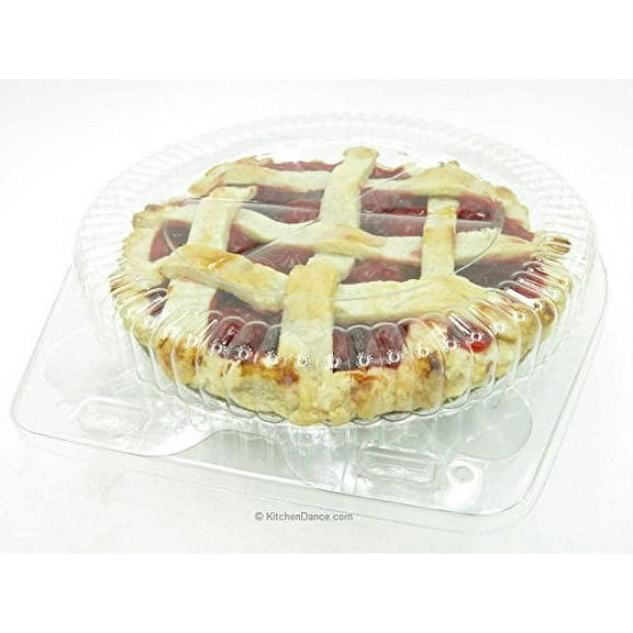KitchenDance Clear Plastic Clamshell Pie Container with Dome - 6 Inches Plastic Pie Container - Ideal for Stunning Food Display - Pie Container Perfect for Storage, Displaying Food