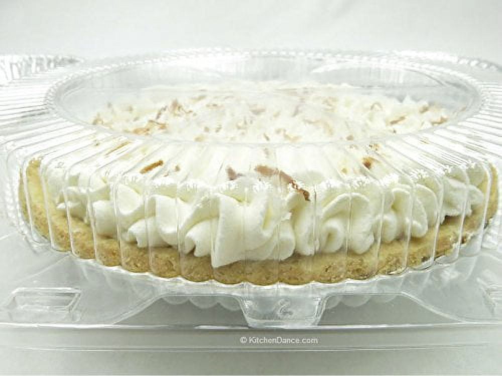 KitchenDance Clear Plastic Clamshell Pie Container with Low Dome 10