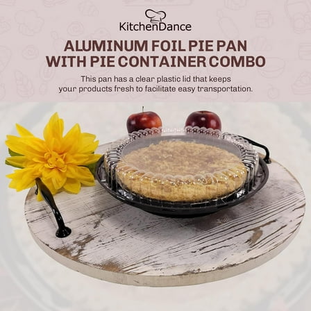 KitchenDance Combo Pack of 9-Inch Pie Pans With Carriers - High Dome Lid and Container - Baking Pan Perfect for Cooking - WJ43, 10 Count