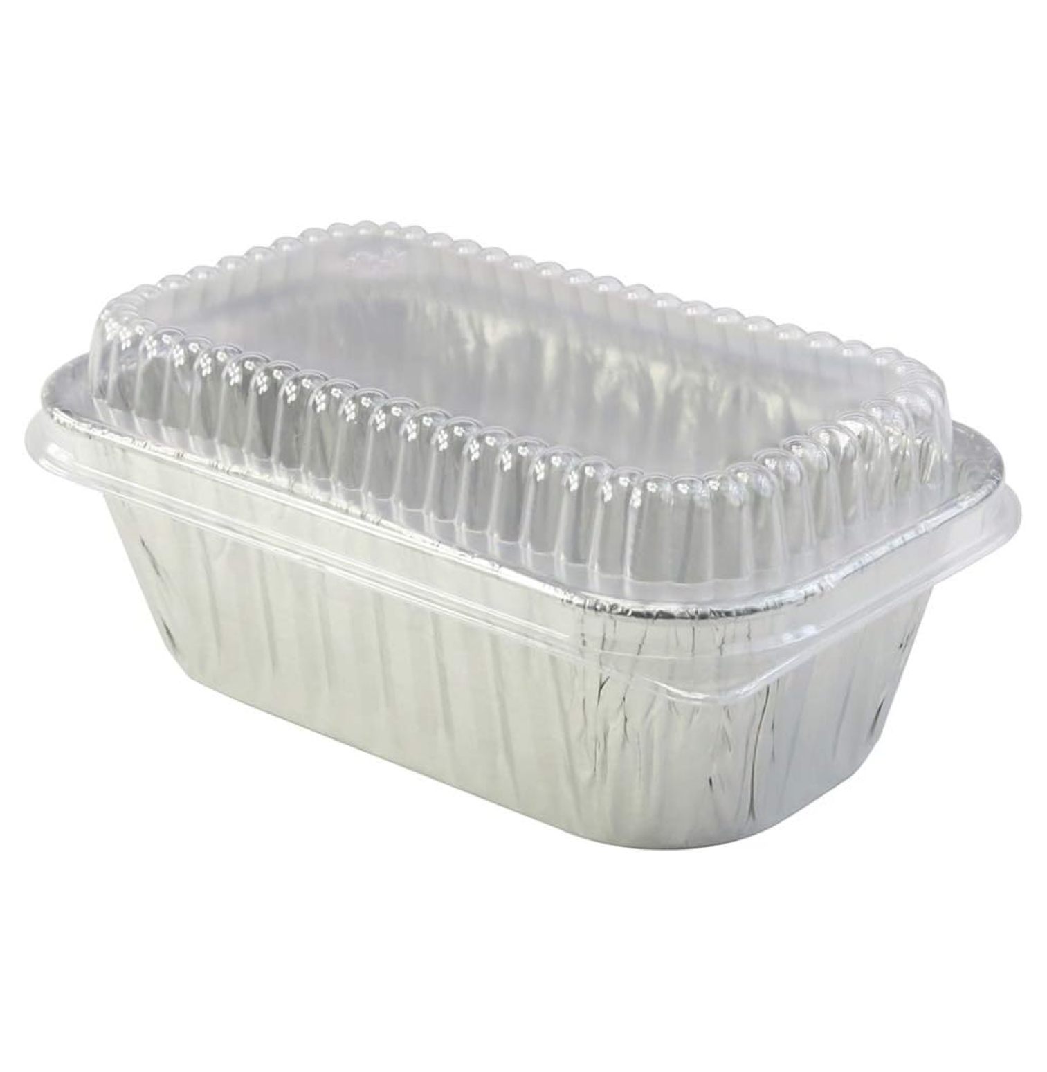 KitchenDance Disposable Aluminum 1 Lb Loaf Pan with Clear Snap on Lid
