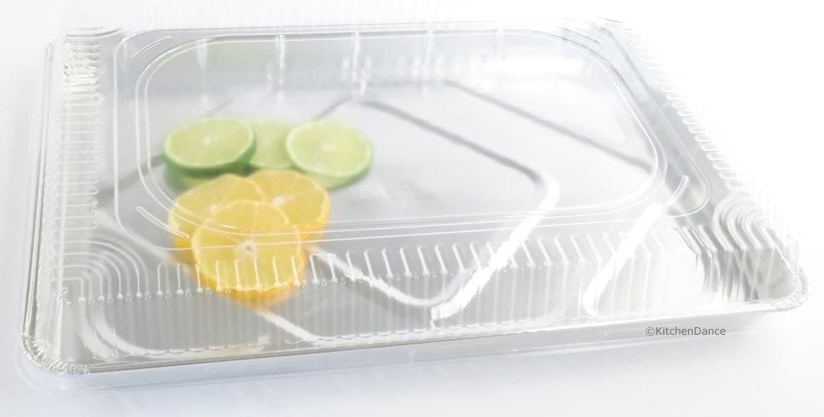 KitchenDance Disposable Aluminum Half Size Sheet Cake Pans with Clear