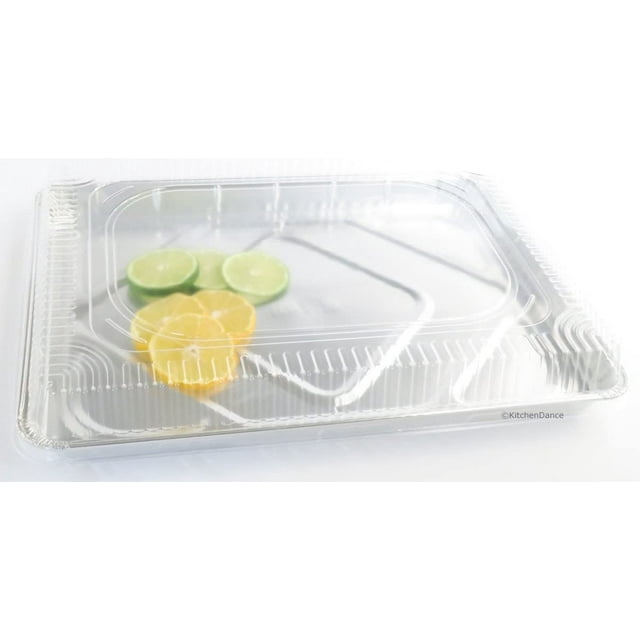 KitchenDance Disposable Aluminum Half Size Sheet Cake Pans with Clear
