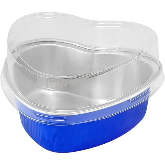KitchenDance Disposable Aluminum Mini Heart Shaped Cake Pan with Lid - 3.5 Ounce, Blue