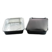KitchenDance Disposable Aluminum Oblong Pan with Lid, 4 Pound, Black
