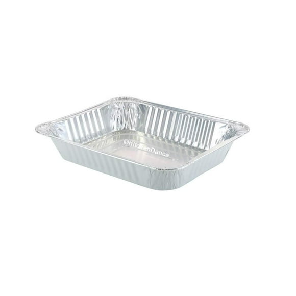 KitchenDance Disposable Colored Aluminum Half Size Steam Table Pans - Rectangular Baking Pan for Hotels and Restaurants, Heavy Duty Pans for Baking, and Preparing Food, 53900 (25, White)