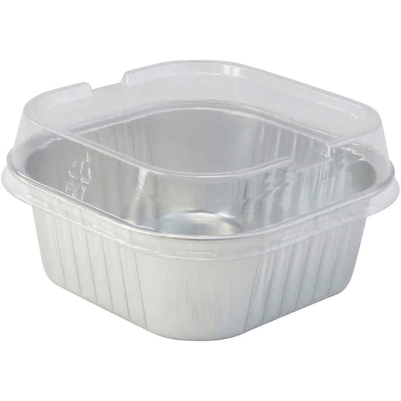 KitchenDance Disposable Foil Cake and Dessert Cup Set with Lid - 4.5 x 4.5" Square Cake Baking Pan for Hotels, Restaurants - Heavy Duty Aluminum Pan for Baking and Preparing Food, #A-24P (500, Gold)