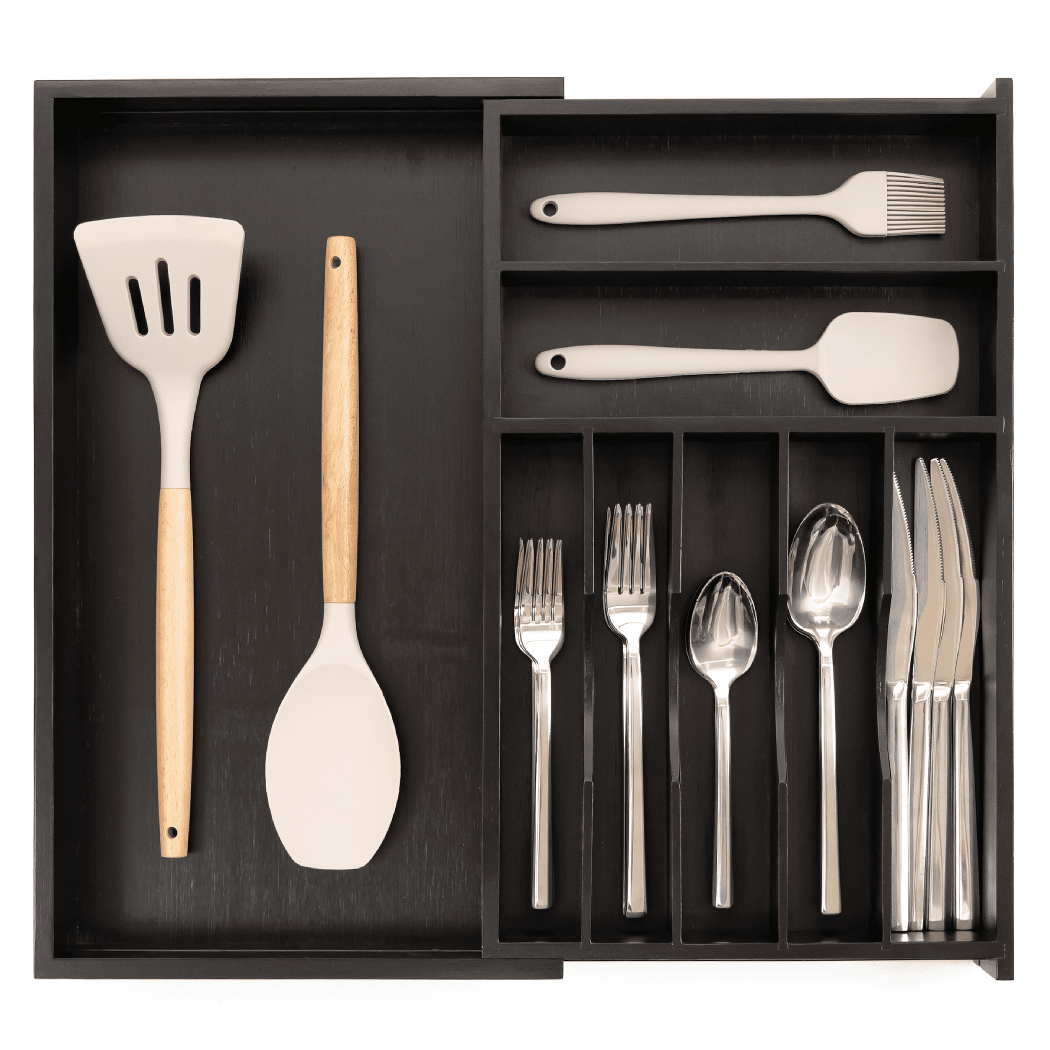 The Pioneer Woman Melody 5-Section Expandable Acacia Wood Silverware  Organizer 