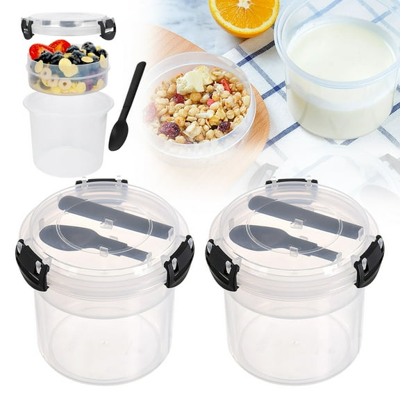 ​KitchenHive Clearance！ 3pc Portable Reusable Parfait Cups With Lids Yogurt Cup With Topping Cereal Or Oatmeal Container Leak Proof Breakfast On The Cups 20OZ For Meal Pre Protion