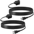 thumbnail image 1 of KitchenK 6ft Indoor Extension Cord, 2 Pack, 3-Outlet Polarized Flat Cable, Household Power Cord for Home, Office, and Holiday Decorations, Black, 1 of 15