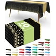 thumbnail image 1 of KitchenK Plastic Table Cloth Disposable 10 Pack, 54 x 108 Inch, Table Runner Style, Graduation Decorations 2025, Party Tablecloths, Rectangle, Plastic Cover, Leakproof & Sturdy, Black Gold, 1 of 2