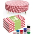 thumbnail image 1 of KitchenK Plastic Table Cloth Disposable 10 Pack, 84'' Round Table Cloths, Party, Picnic, Decorative Gingham Tablecloths, Round, Red and White Checkered Cover, Leakproof & Sturdy, Red Plaid, 1 of 5