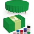 thumbnail image 1 of KitchenK Plastic Table Cloth Disposable 10 Pack, 84'' Round Table Cloths, St Patricks Day, Christmas Decorations, Tablecloths, Round, Forest, Emerald, Plastic Cover, Leakproof & Sturdy, Green, 1 of 8