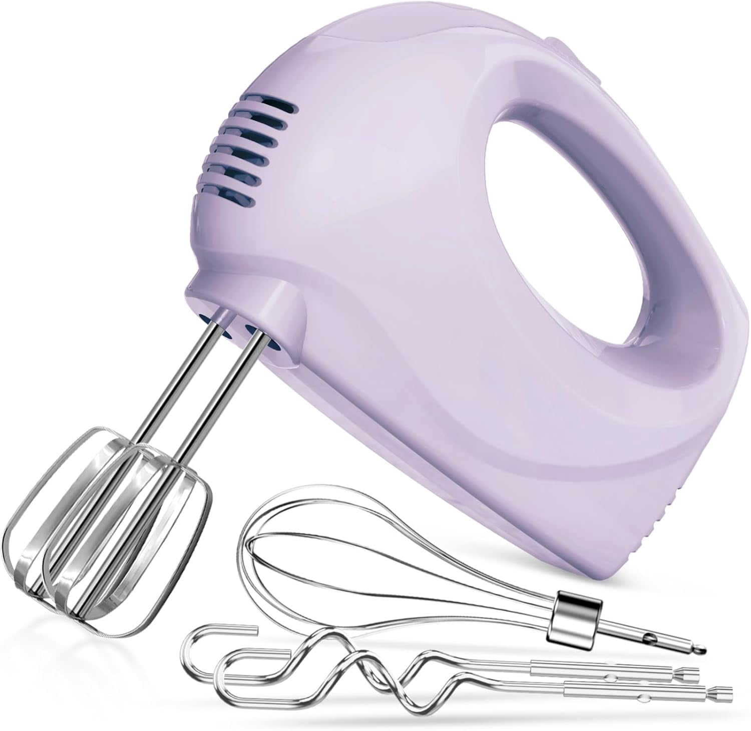 KitchenKey Handmixer Electric Handheld - 5 Speed Portable Kitchen Mixer Electric with 5 Stainless Steel Accessories Whisk, Food Beater for Whipping Mixing Cookies(Violet)