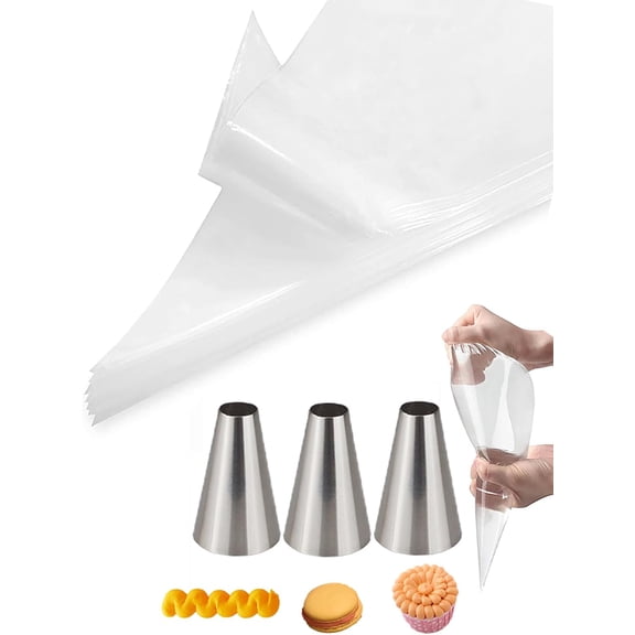 KitchenKey Macaron Piping Tips with Bags - #12 Round Piping Tips for Macarons,-Disposable Pastry Bags 12 Inch for Frosting &Cake Decorating