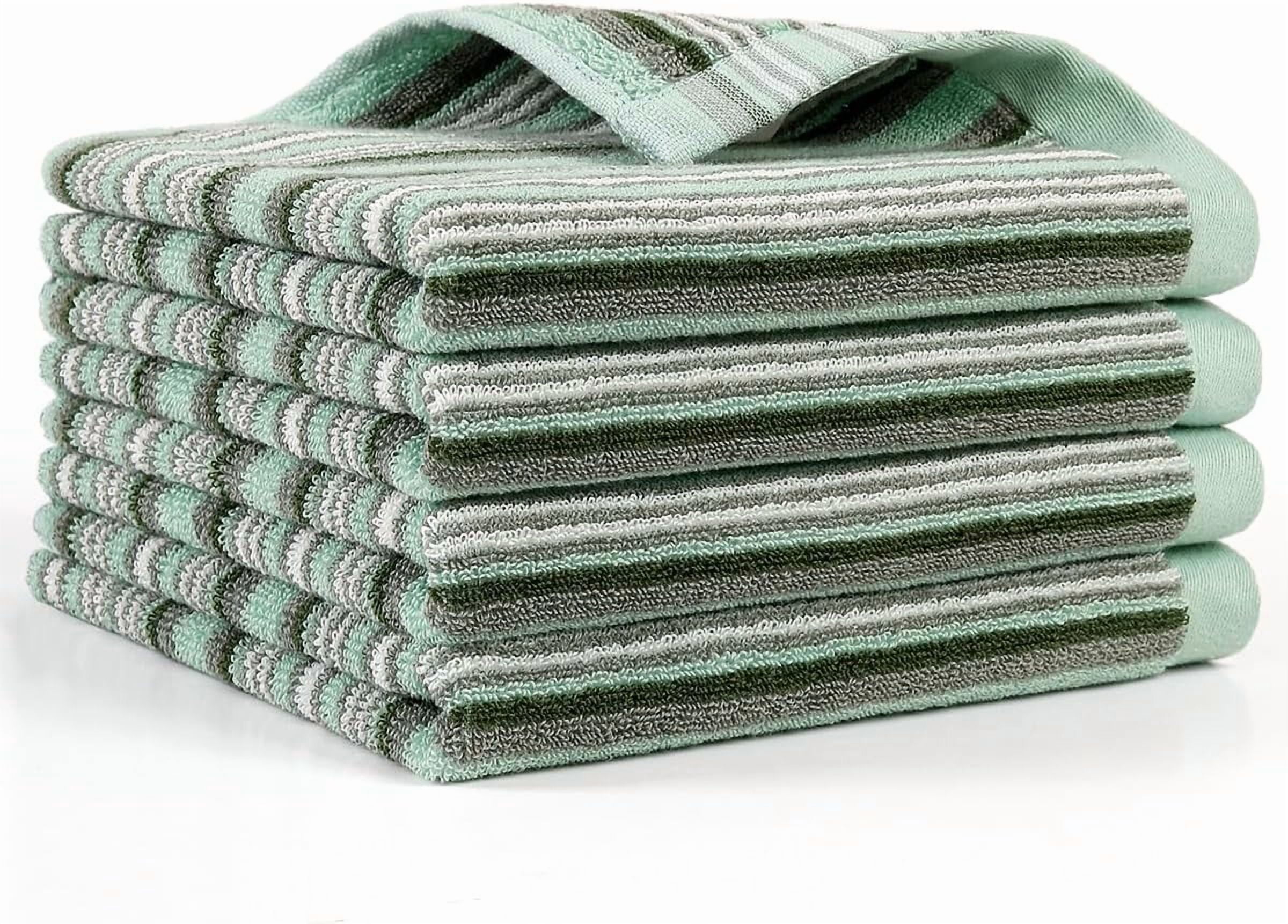 KitchenKey Premium Cotton Kitchen Dish Towels for Drying Dishes,Large Long Kitchen Hand Towels, Thick Highly Absorbent Dish Clothes Tea Towel Sets with Hanging Loop, 16" X 26", 4 Pcs, Green