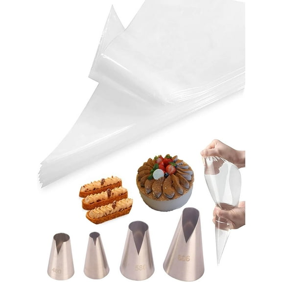 KitchenKey St. Honore Piping Tips with Bags - Create Stunning V Wave Designs and Decorate with Ease