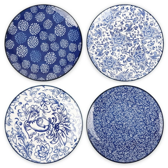 KitchenTour Ceramic Dinner Plates, 10.5 Inch Large Salad Plates Set of 4, Serving Plates for Dessert, Pasta, Steak, Dishwasher and Microwave Safe Y101