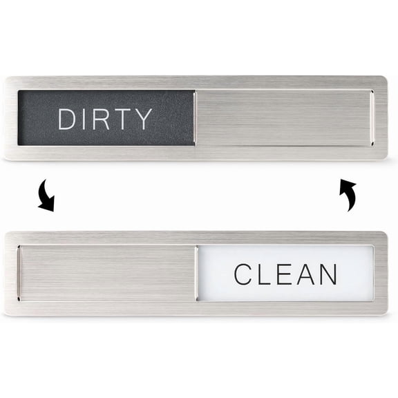 KitchenTour Dishwasher Magnet Clean Dirty Sign, Premium Stainless Steel Clean Dirty Magnet for Dishwasher Funny, Strong Magnet Non-Scratch Dishwasher Sign Kitchen Decor and Accessories