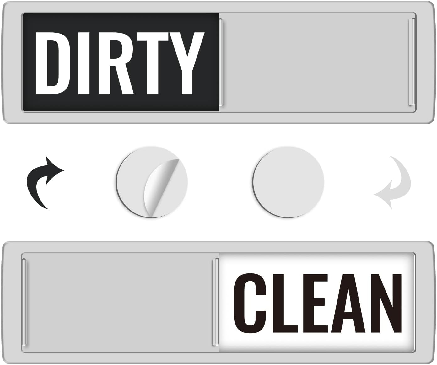KitchenTour Dishwasher Magnet Clean Dirty Sign, Upgrade Super Strong Clean Dirty Magnet for Dishwasher, Lar Text Easy to Read Non-Scratch Magnetic Indicator Kitchen Decor, Silver