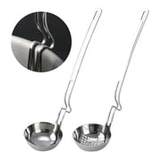 KitchenTrend 2-piece 18/0 Side Rest Hanging Ladle & Slotted Spoon Strainer Set with Unique S-Curved Handles, Stainless Steel