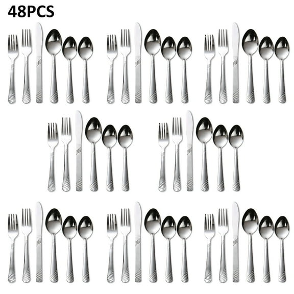 KitchenTrend 48-Piece Silverware Set, Flatware Set for 8, Stainless Steel Tableware Cutlery Set for Home Restaurant, Mirror Finish,Modern Design,Dishwasher Safe