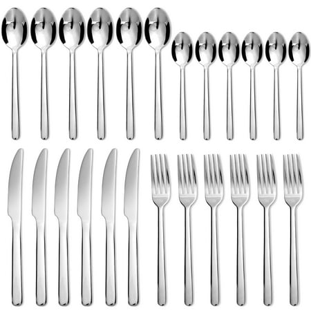 KitchenTrend Reverie 24 Piece Stainless Steel Flatware Set Service for 6 Silver