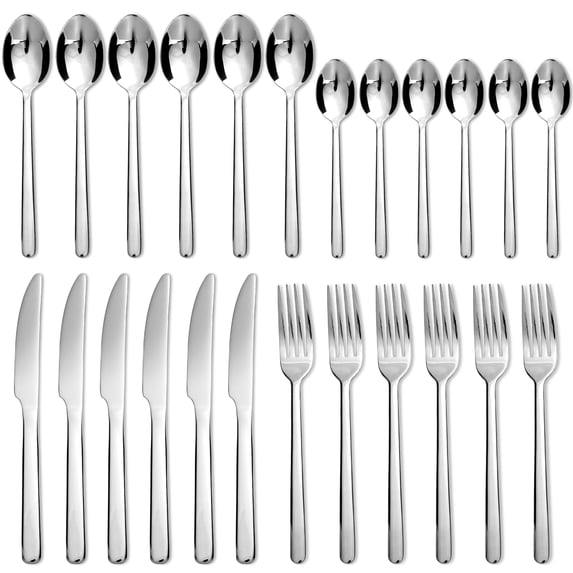 KitchenTrend Reverie 24 Piece Stainless Steel Flatware Set Service for 6 Silver