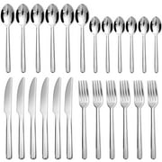 KitchenTrend Reverie 24 Piece Stainless Steel Flatware Set Service for 6 Silver