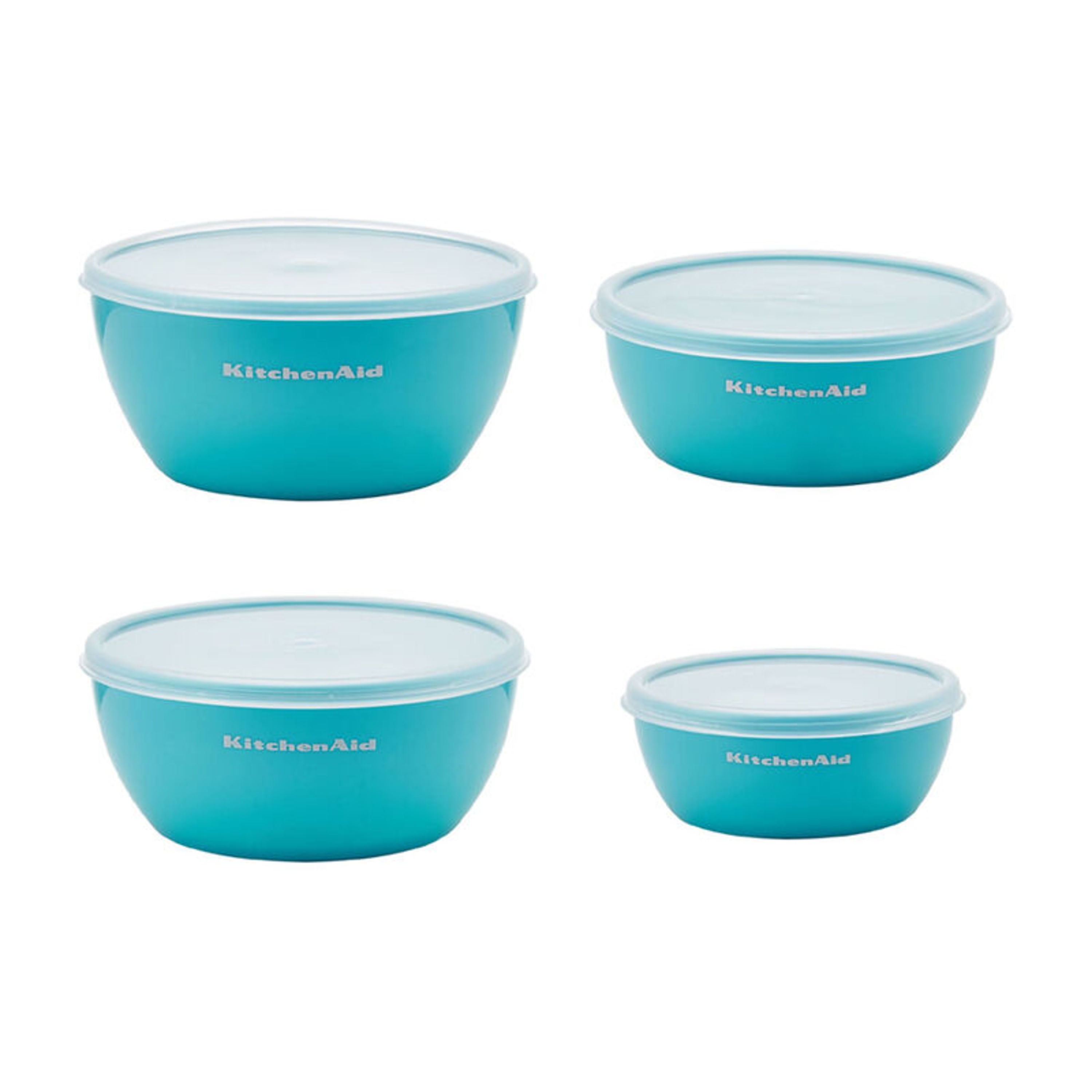 KitchenAid Classic 4 Pieces Prep Bowls with Lids, Aqua Sky
