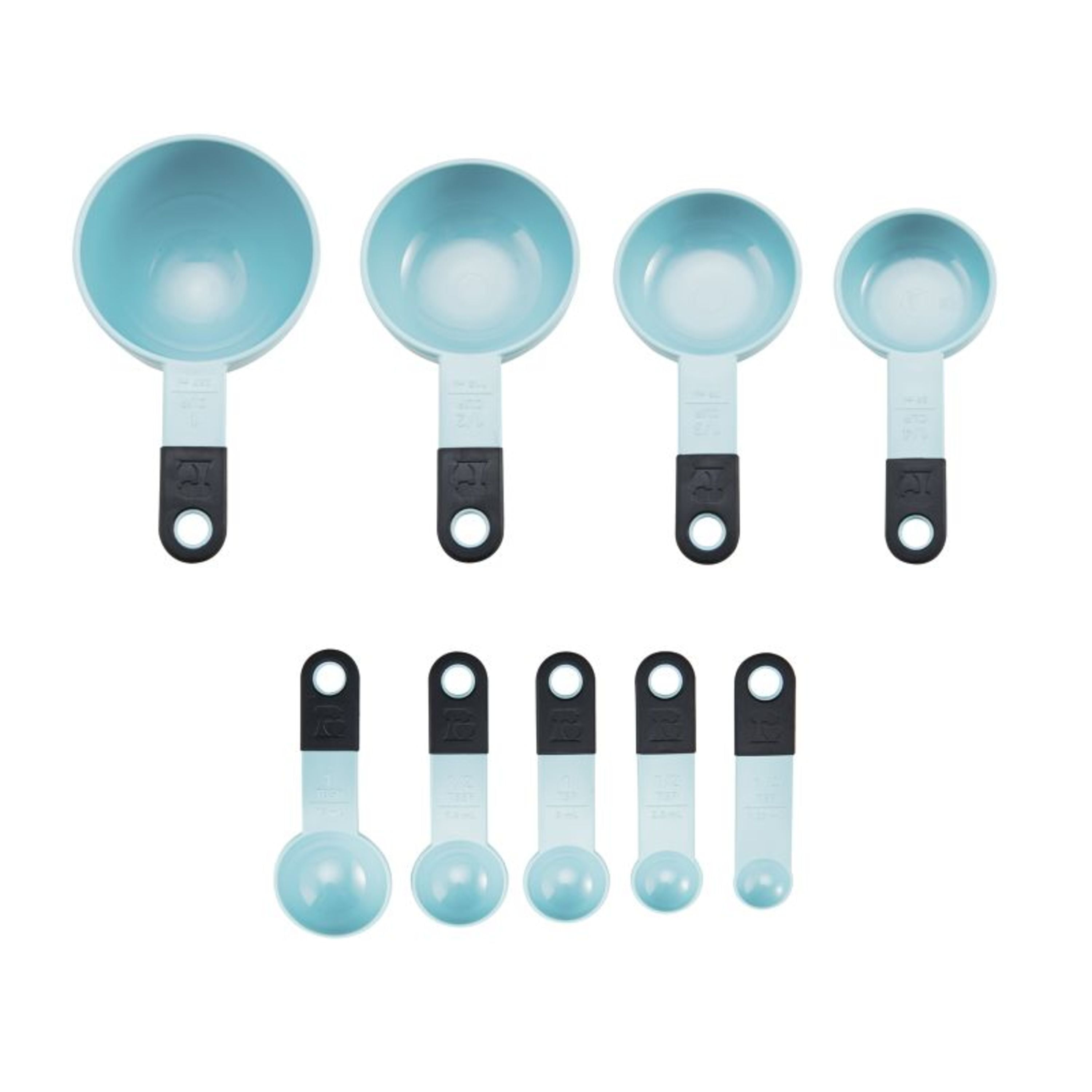 Blue Measuring Cups And Spoons Set 9pc Dishwasher Safe Durable FREE SHIPPING
